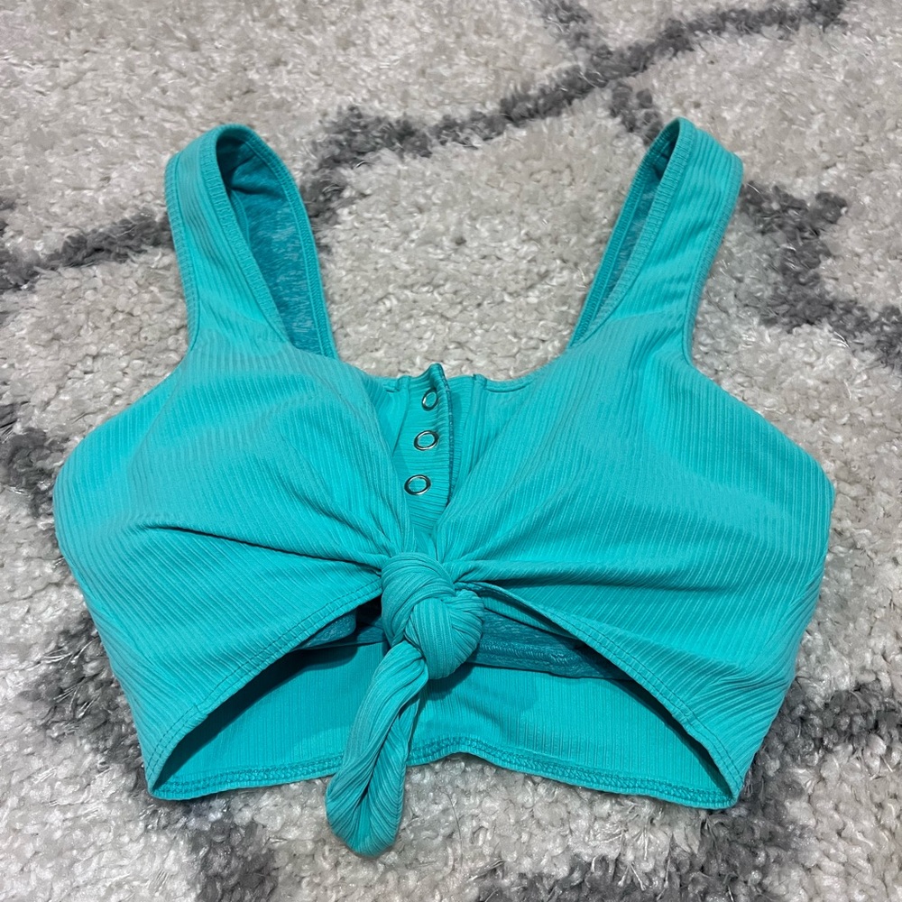 Ribbed teal sports bra bombshell. Size M